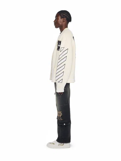 Off-white Lion Varsity Knit Cardigan In White