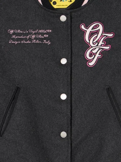 Off-white Patch Varsity Jacket In Black