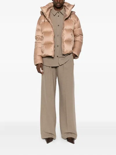 Max Mara Hooded Down Jacket In Water-repellent Fabric In Brown