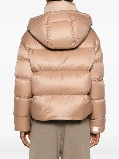 Max Mara Hooded Down Jacket In Water-repellent Fabric In Brown
