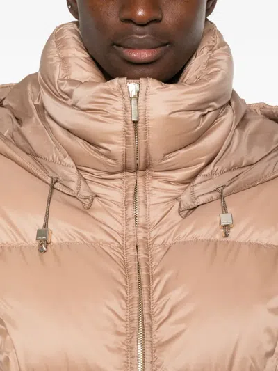 Max Mara Hooded Down Jacket In Water-repellent Fabric In Brown