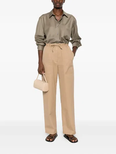 The Row Mende Drawstring-waist Trousers In Brown
