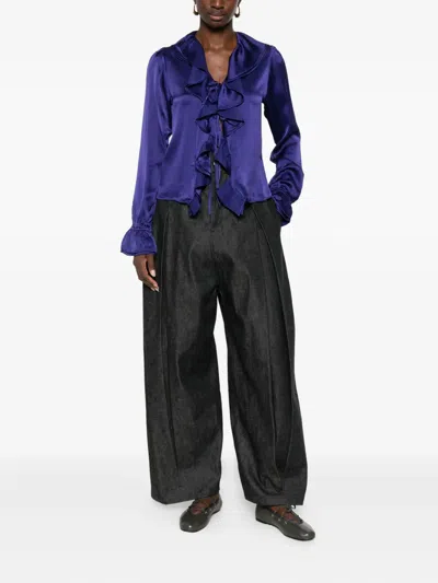 Bode Ruffled Blouse In Blue