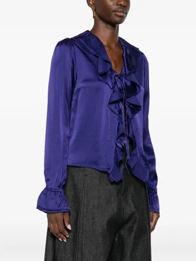 Bode Ruffled Blouse In Blue