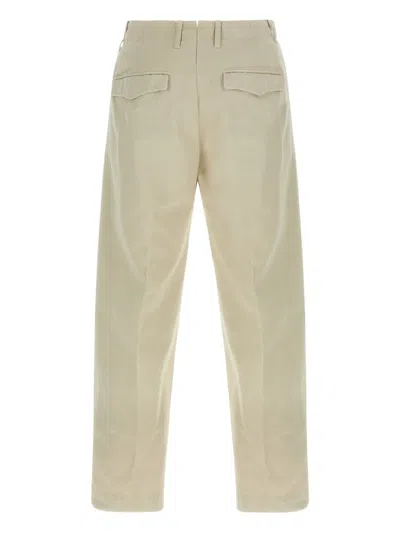 Incotex Pleated Front Cotton Trousers With Belt Loops In Green