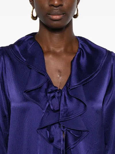 Bode Ruffled Blouse In Blue