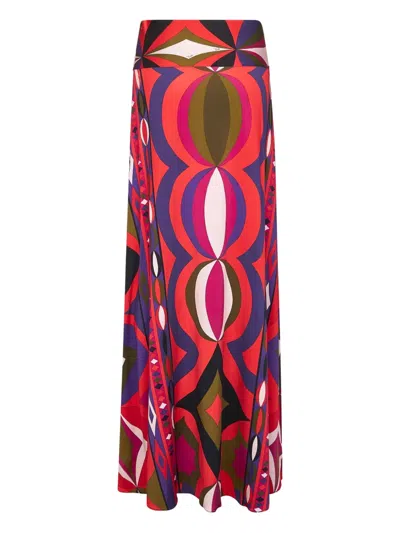 Pucci Midi And Maxi Skirt With Geometric Design In Red