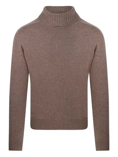 Cashmere Company Ribbed Roll-neck Sweater In Brown