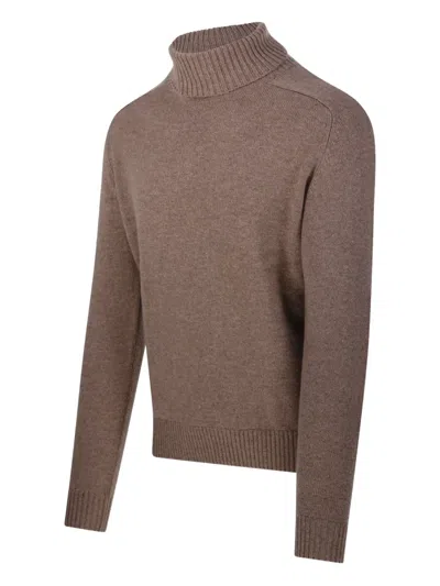 Cashmere Company Ribbed Roll-neck Sweater In Brown