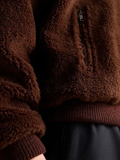 Prada Mens Brown Hooded Borg Wool-blend Jacket Xl In Brown