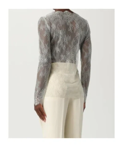 Alberta Ferretti Floral Lace Top In White