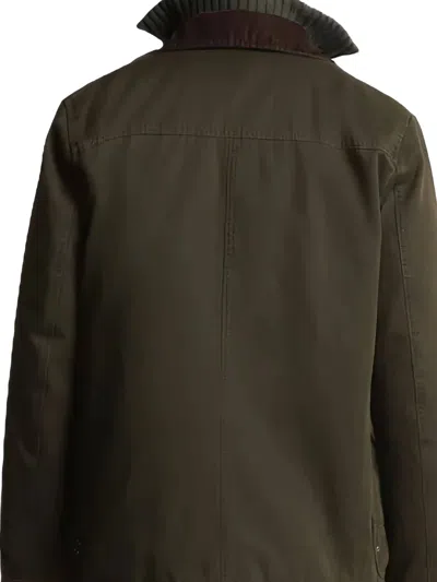 Fay Jacket Wool Blend Contrast Collar In Green