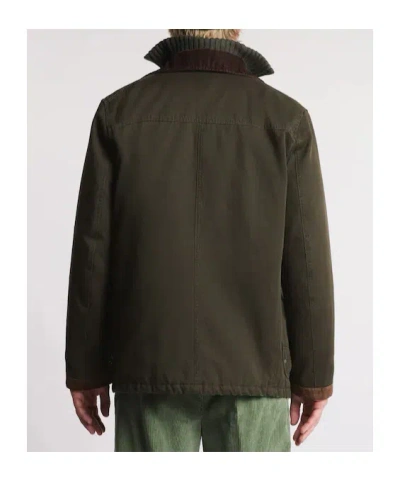 Fay Jacket Wool Blend Contrast Collar In Green