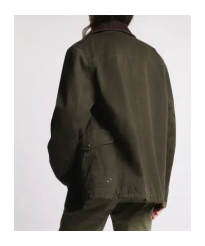 Fay Jacket Wool Blend Contrast Collar In Green