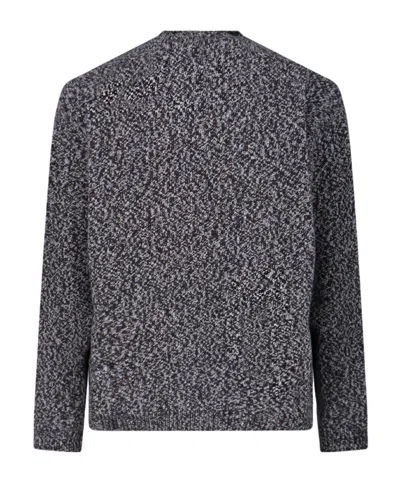 Studio Nicholson Textured Multicolour Sweater With Dynamic Pattern In Gray