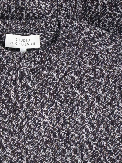 Studio Nicholson Textured Multicolour Sweater With Dynamic Pattern In Gray