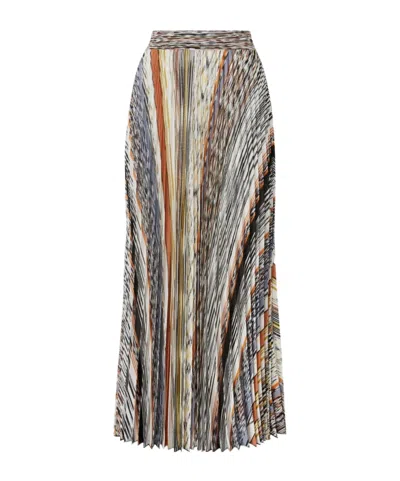 Missoni Womens Multicolor Tones Pleated Graphic-pattern Knit Midi Skirt