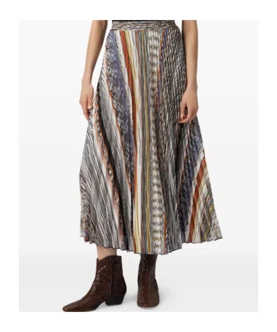 Missoni Womens Multicolor Tones Pleated Graphic-pattern Knit Midi Skirt