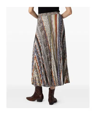 Missoni Womens Multicolor Tones Pleated Graphic-pattern Knit Midi Skirt