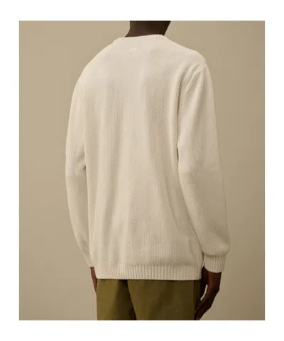 C.p. Company Gauze Knit White Sweatshirt In Neutral