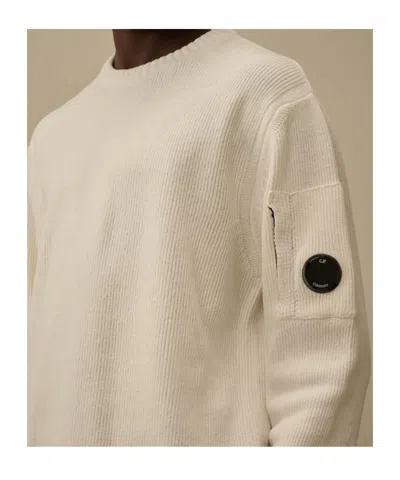 C.p. Company Gauze Knit White Sweatshirt In Neutral