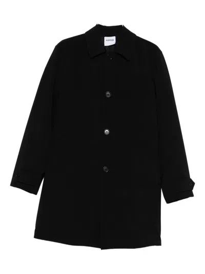 Aspesi Buttoned Single-breasted Coat In Black