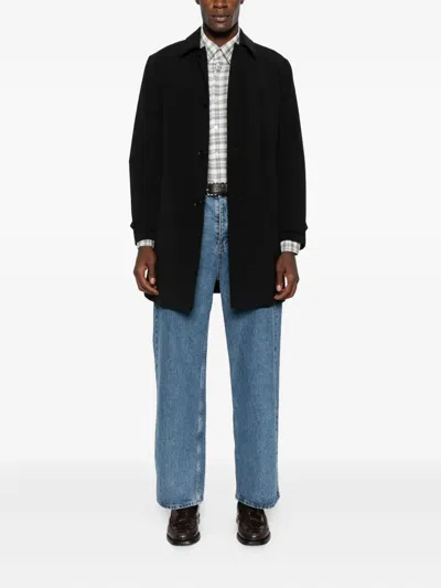 Aspesi Buttoned Single-breasted Coat In Black