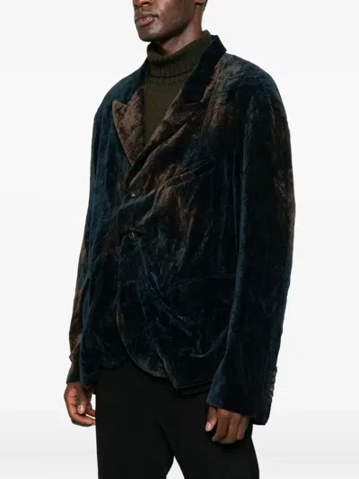 缩褶丝绒西装夹克