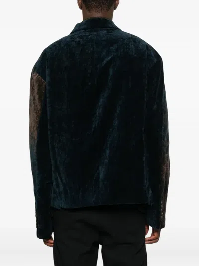 缩褶丝绒西装夹克