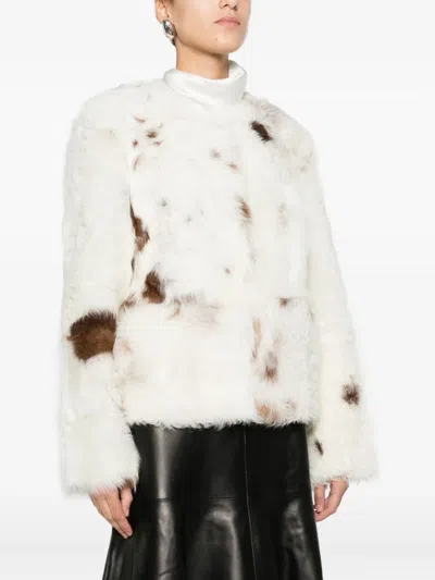 Zimmermann Hypnotic Spot Shearling Jacket In Neutral