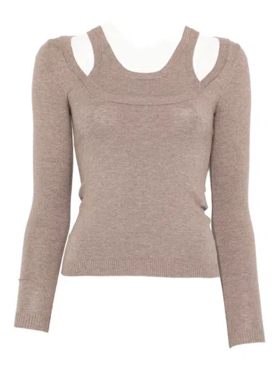 Gimaguas Étoile Double-layer Sweater In Brown