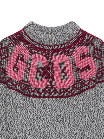 Gcds Pullover Mit Intarsien-logo In Gray