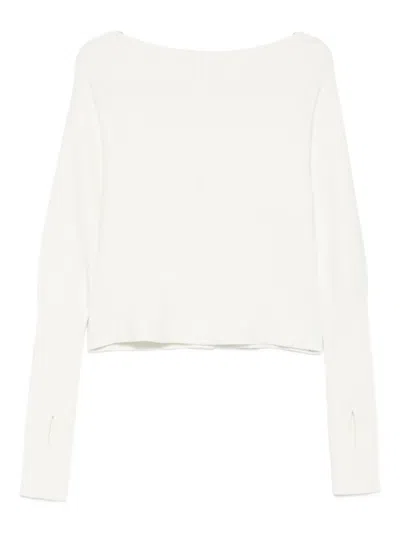 Aya Muse Off-shoulder Knitted Top In White