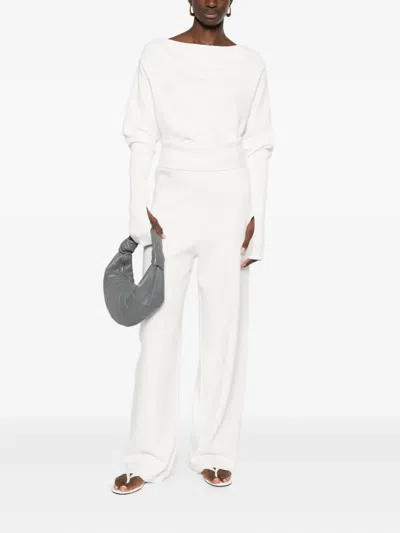 Aya Muse Off-shoulder Knitted Top In White