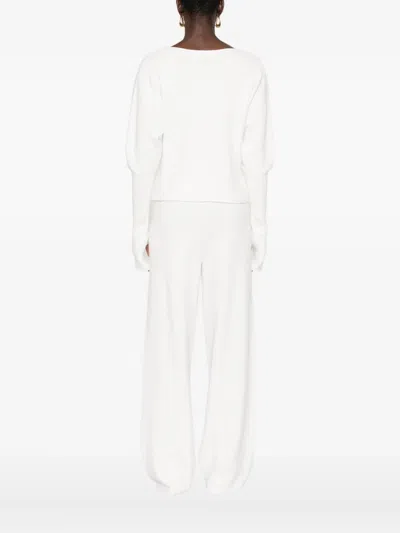 Aya Muse Off-shoulder Knitted Top In White