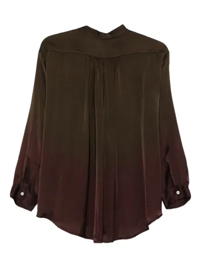 Yavi Button-up Silk Shirt In Brown