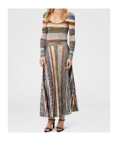 Missoni Langes Kleid Mit Plissiertem Rock Und Streifen In Multi