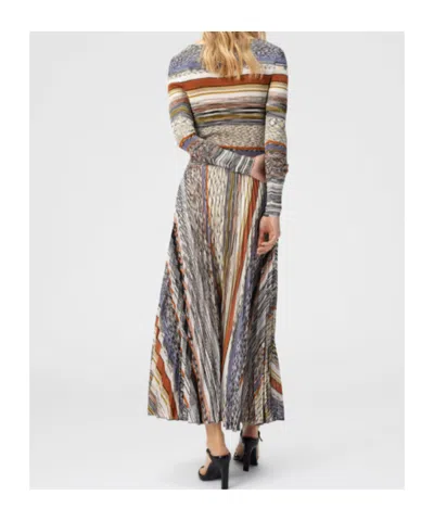 Missoni Langes Kleid Mit Plissiertem Rock Und Streifen In Multi