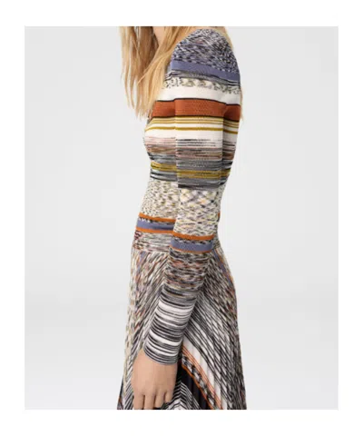 Missoni Langes Kleid Mit Plissiertem Rock Und Streifen In Multi