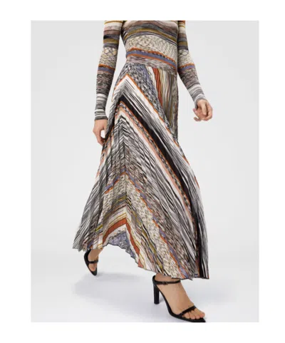 Missoni Langes Kleid Mit Plissiertem Rock Und Streifen In Multi