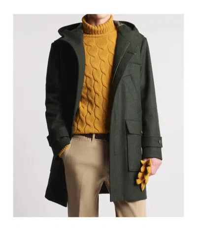 Fay Patch-pocket Single-breasted Coat In Green
