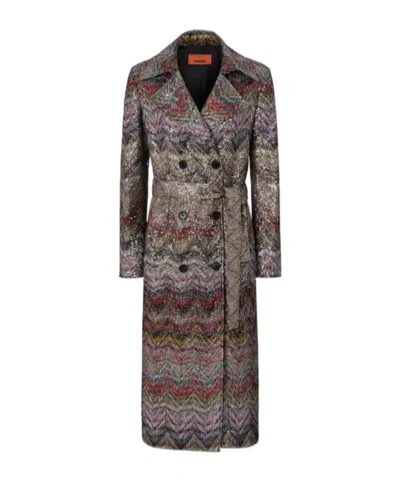 Missoni Multicolor Viscose Blend Trench In Multi