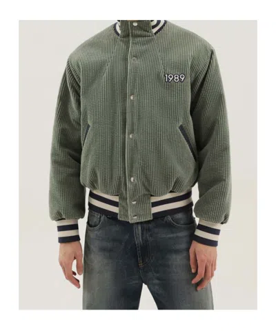 1989 Studio Boss Breathable Blue Sneakers With Green Details And White Sole In Green