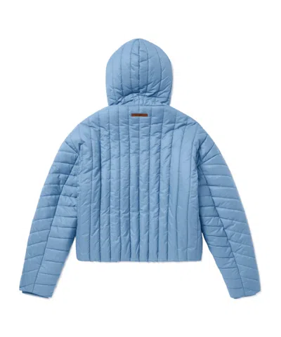 1989 Studio Quilted Down Jacket With Hood And Elastic Cuffs In Blue