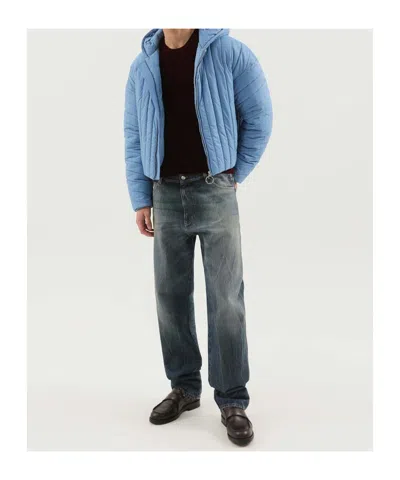 1989 Studio Quilted Down Jacket With Hood And Elastic Cuffs In Blue