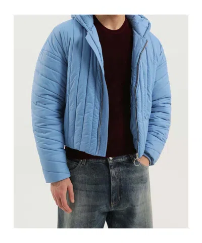 1989 Studio Quilted Down Jacket With Hood And Elastic Cuffs In Blue
