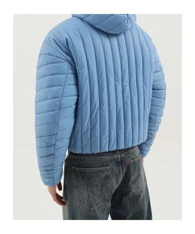 1989 Studio Quilted Down Jacket With Hood And Elastic Cuffs In Blue