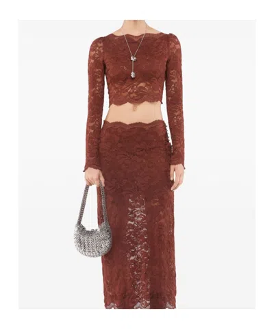 Rabanne Intricate Floral Lace Long-sleeve Top In Multi