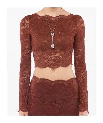 Rabanne Intricate Floral Lace Long-sleeve Top In Multi
