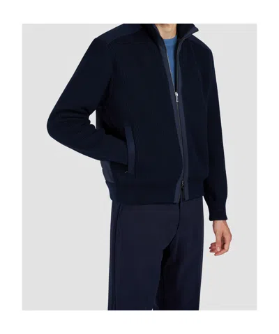 Paul & Shark Zip-up Wool Cardigan In Black